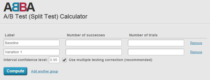 Thumbtack Abba A/B Test Calculator