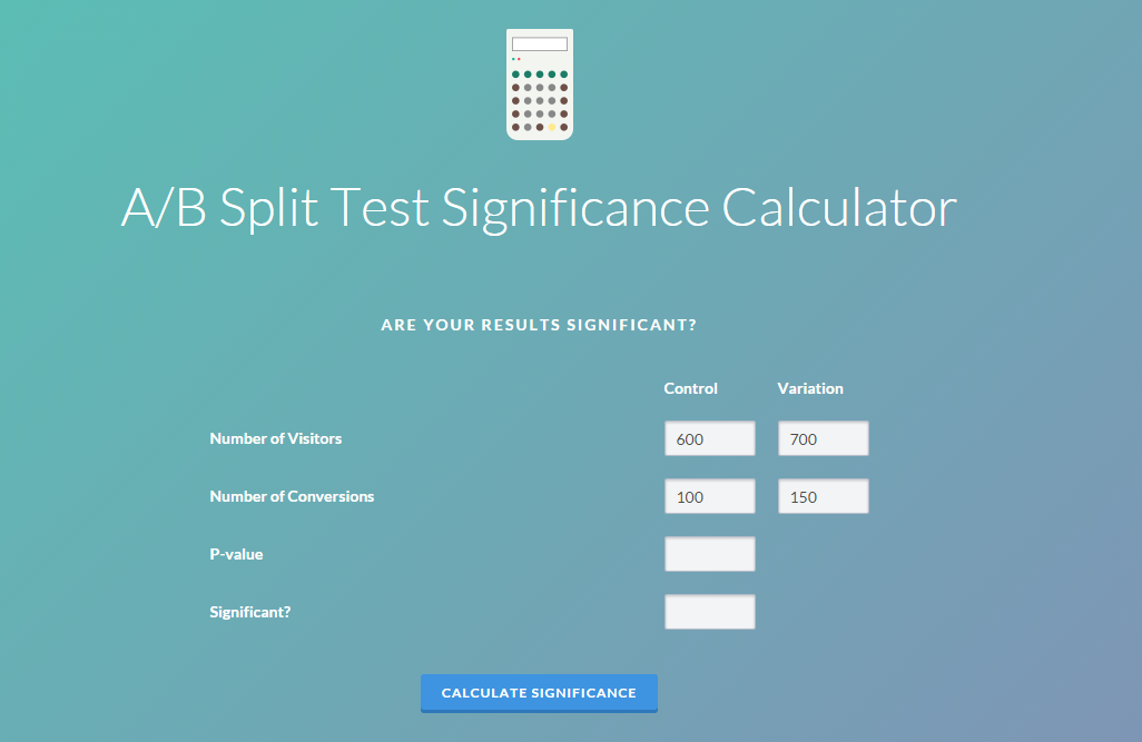 VWO A/B Test Significance Calculator